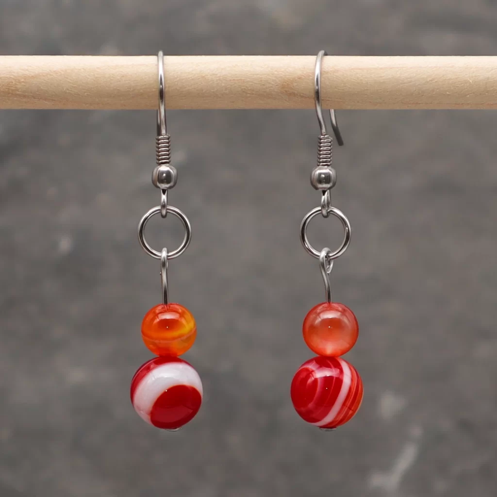 Boucles d'oreille Agate rouge