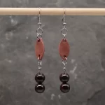 Boucles d'oreille Grenat Cuir rose