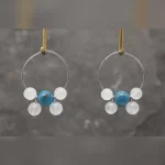 Boucles d'oreille Quartz neige et Apatite bleue