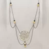 Collier Cercle de fleurs, Calcite miel et Agate arbre