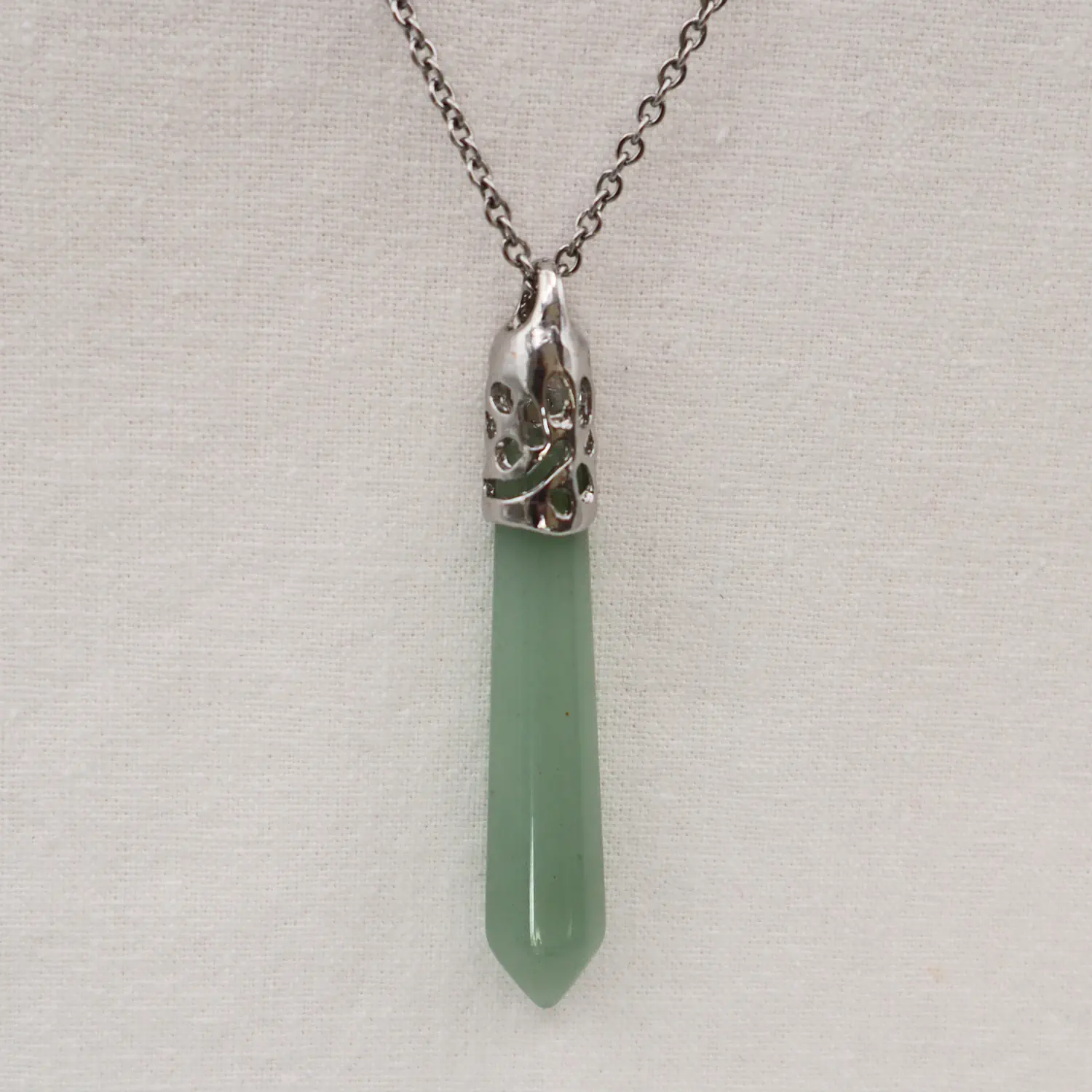 Pendentif Pointe d'Aventurine verte et Azurite Chrysocolle
