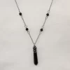 Pendentif Pointe d'Obsidienne noire et Serpentine russe - D09