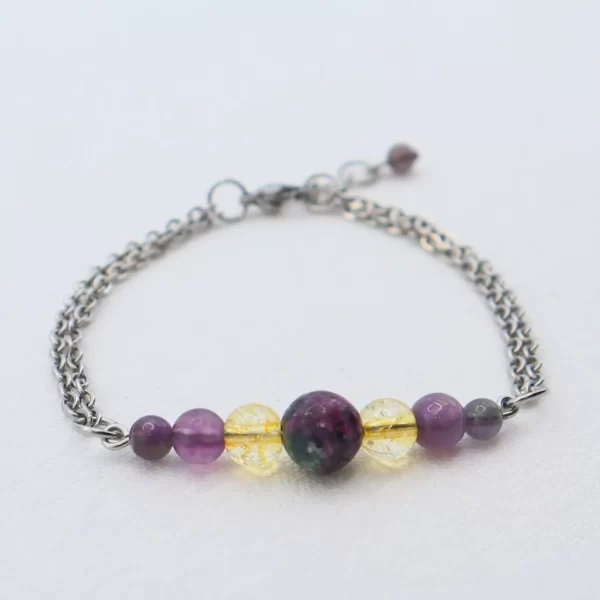 Bracelet Améthyste, Citrine et Zoïsite