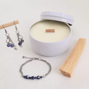 Ensemble Boucles d'oreille et Bracelet, Chandelle et Palo Santo