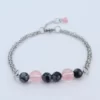 Bracelet Obsidienne flocon et Quartz cerise C00063