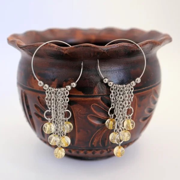 Boucles d'oreille Citrine, Chaîne