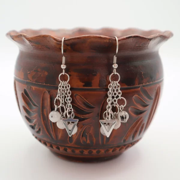 Boucles d'oreille Quartz tourmaliné, Triangle