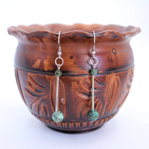 Boucles d'oreille Turquoise africaine, Tige