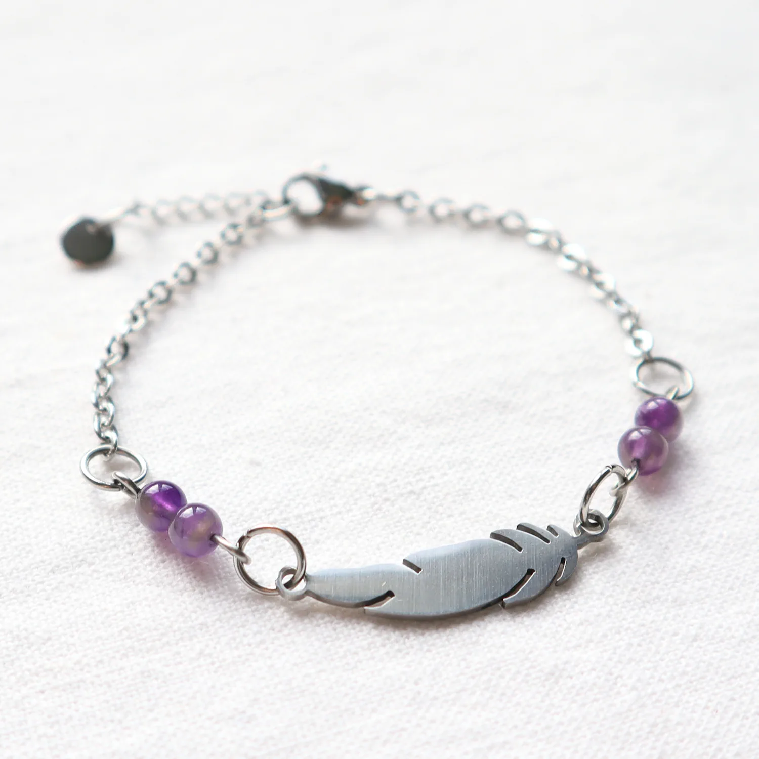 Bracelet Plume et Améthyste