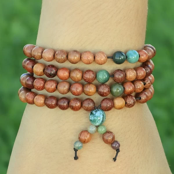 Bracelet Mala Bois de santal et Agate indienne