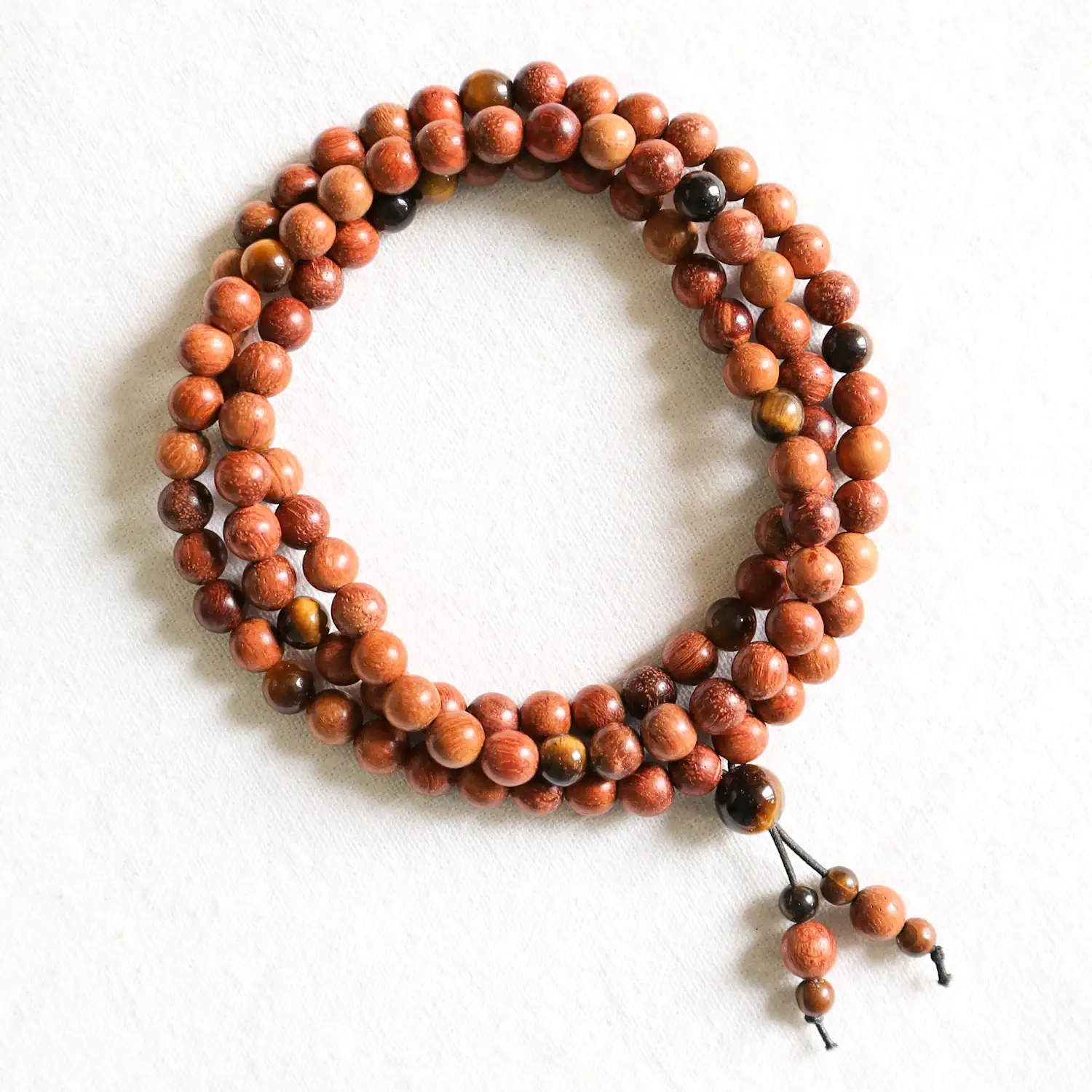 Bracelet Mala Bois de santal et Oeil de tigre