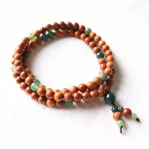 Bracelet Mala Bois de santal et Agate mousse