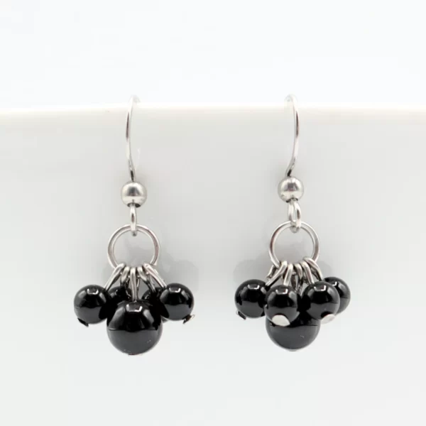 Boucles d'oreille Onyx noir, Grappe