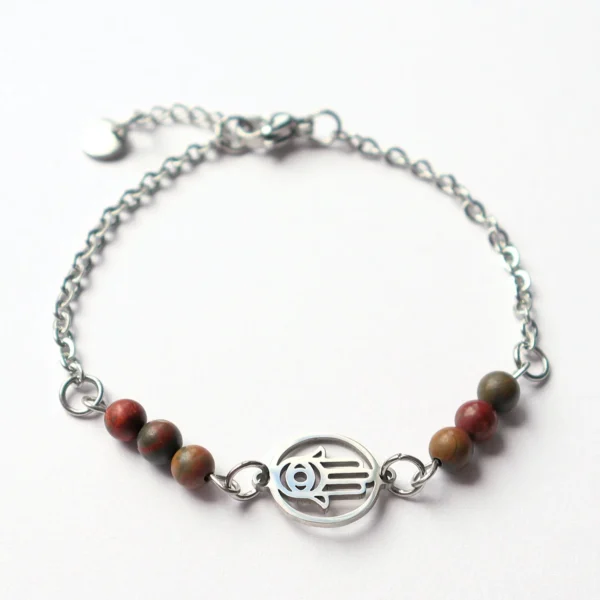 Bracelet Main de Fatima et Jaspe picasso