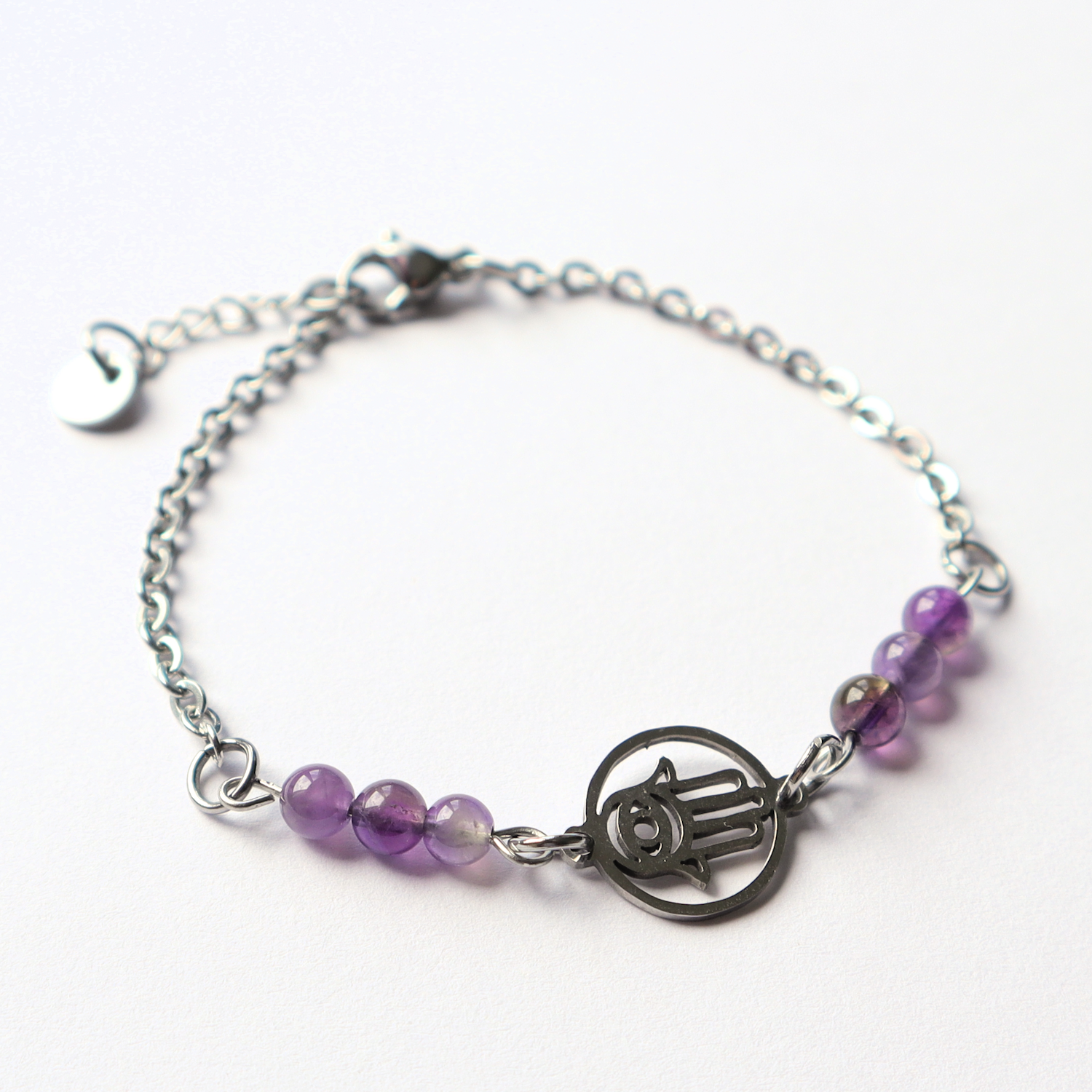 Bracelet Main de Fatima et Améthyste