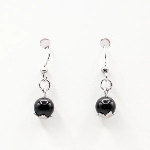 Boucles d'oreille Obsidienne noire