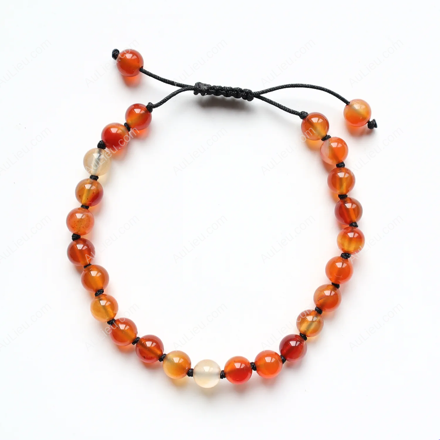 Bracelet Cornaline , Nylon noir