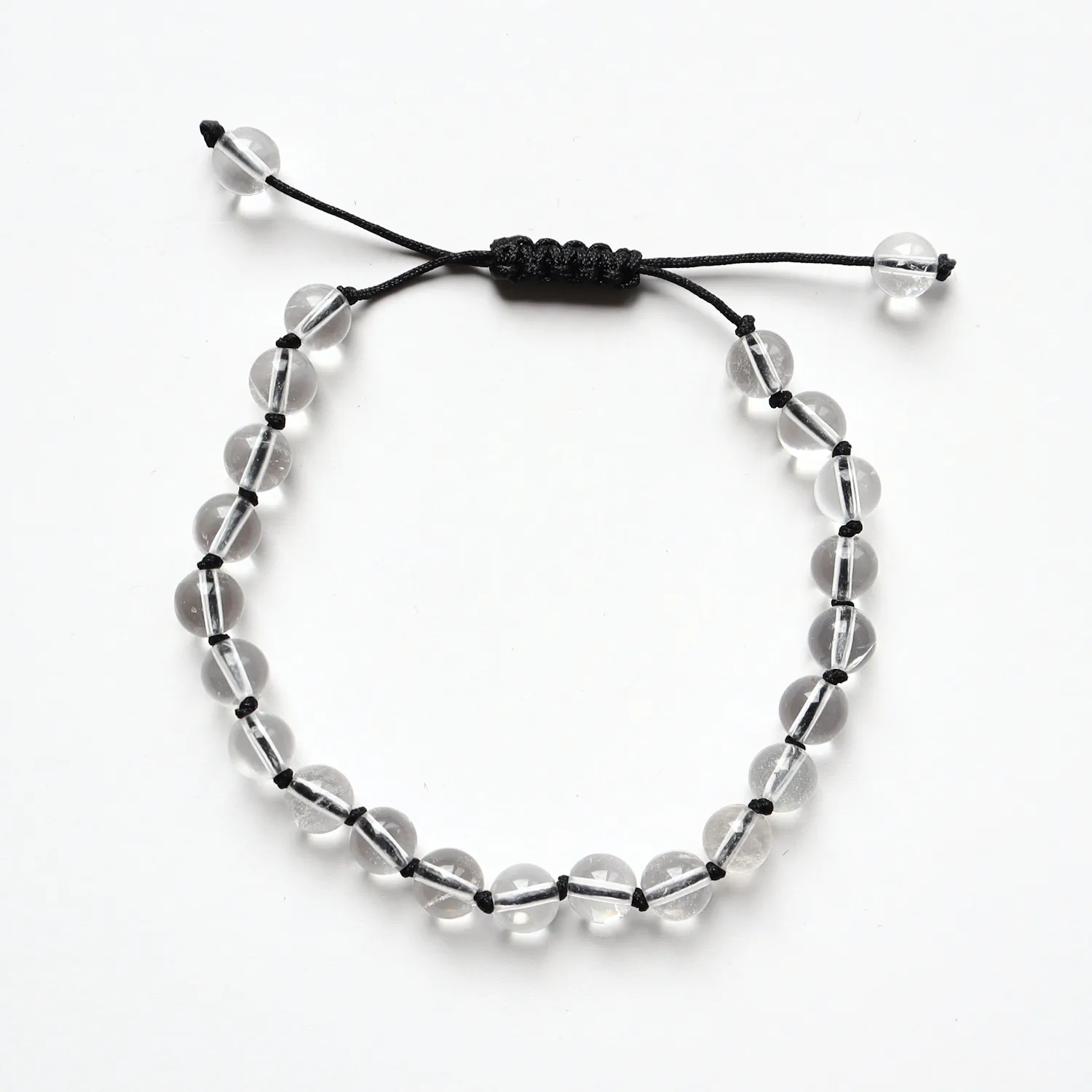 C00291 - Quartz clair - 21 billes - 6mm - Top - Open - IMG_1100_0--20-15-0-0-30_1500px_Q82 Bracelet Quartz clair , Nylon noir